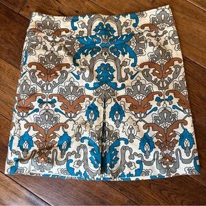 Nanette Lepore 2 Canvas Skirt Mini Small Retro Print Pleated Short USA made